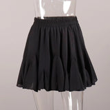 Ruffles Solid Elastic Waist Mini Skirt-Outfit