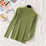 Autumn Women Pullover Sweater Half Turtleneck Long Sleeve Knitted Jumper Winter Elastic Solid Basic Ladies Blouse New
