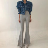 Jackets Women Top 2023 Sexy Puff Long Sleeve Y2k Clothes Cropped Jacket Streetwear Women's Denim