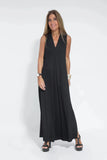 Fongt Summer New Fashion V-Neck Sleeveless Loose Thin Simple Solid Color Long