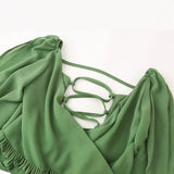 New Spring Style Lace-Up Sexy Bare-Back Slim Solid Color Dress-Outfit
