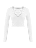 Long Sleeve Ribbed Crop Top-Outfit