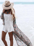 Fongt Women's Positioning Print Chiffon Beach Sunscreen Cardigan Holiday Shawl Bikini