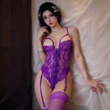 Night Swear Tiff Lingerie Sexy Purple Lace Lace With Steel Ring Uniform Pure Desire Strap Set