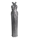 2025 New Temperament Famous Wind Banquet Dress Dress Fashion Cross Hanging Neck To Show Thin Dress Dress