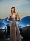 Fongt Women's Solid Color Sexy Perspective Low-Breastless Sleeveless Babes Dress Women 8075
