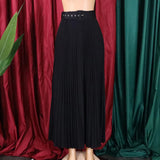 High Waist Pleated Long Skirt With Belt-Outfit