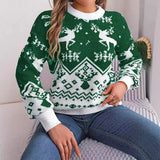 Fongt Shooting 2025 Autumn And Winter Leisure Deer Pattern Long-Sleeved Jacket Sweater Christmas Women's Clothing