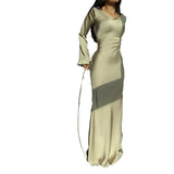 Fongt New Women's Wear Elegant Sexy Waist Round Collar Long Sleeves Slim Winter