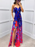 Fongt Women's New Party Mesh Yarn Tset Dress INS Casual Fashion Print 8065