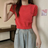 Fongt Shoulder Short Sleeves Short-Sleeved T-Shirt Repair Summer Slim New Design With Stylish Tops
