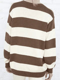 Striped Crew Neck Knit Sweater-Outfit