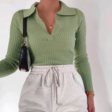 Vintage Candy V-neck Rib-knit Sweater