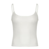 Basic Solid Camis Summer Casual Sleeveless Spaghetti Strap Top Women Harajuku All-match Cropped Tops y2k Vintage Clothing-Outfit