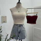 Thai Babes Light Yarn Splicing Braless Sleeveless Top With Short Corset Corset Umbilized Bra Vest