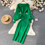 Fongt And Winter New French Knitted Set Of Lotus Lantern Long-Sleeved Tops Two Sets Of Women