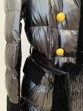 QUALITY Newest Winter 2023 Designer Outerwear Women's Double Row Velvet Splicing Belted Long Down