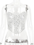 White Sequin Corset-Outfit