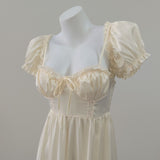 Fongt Heart Summer New Sweet Thin Short Fairy Dress Women Senior Feel Waist French Dress