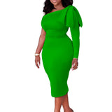 Fongt Women's Clothing 2025 Autumn And Winter 2025 New Fashion Temperament Repair Slanted Shoulder Sexy Dress
