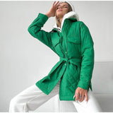 Fongt Buckle Collar Loose Warm Lingge Cotton Suit New 2025 Autumn And Winter With Thick Cotton Clothes