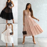 New Summer Lace Lace Dress INS Casual Backless Dress-Outfit