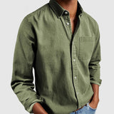 Fongt New Men's Shirt New Long-Sleeved Collar Men's