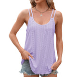 / Summer 2024 New Solid Color Round Collared Sleeveless Sling Vest Top-Outfit