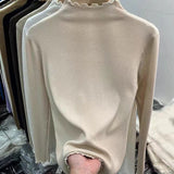 Ear One Velvet Turtleneck Sweater Slim Women's Sweater Autumn And Winter Soft Waxy Bottom Jacket Inside-Outfit