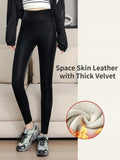 Women's PU Leggings Push Up Fitness Slim Tights Female Sport Pencil Pants High Waist Warm Faux Leather Leggings for Women-Outfit