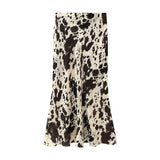 Fongt New Women's Animal Pattern Printing Silk Hystery Feeling Flute Half Skirt 4548