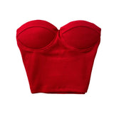 Fongt Color Strapless Vest Female Wearing Sexy Hot Girl Short Crop Slim Thin With Chest Pad-Outfit