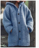 Fongt Pure Color Loose Autumn And Winter Warm Sweater Jacket Long-Sleeved Knitted Long Hoodie Number Women's