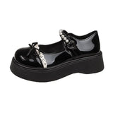 Fongt Small Fragrant Pine Cake Mary Jane Single Shoes Women 2025 Spring And Summer New Thick Sole With Skirt Pearl Jk Small Leather Shoes