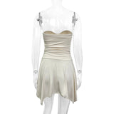 Cream Sleeveless Hollow Out Mini Dress-Outfit