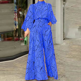 Fongt Fashion Style Women's Fashion Temperament Striped Print New Jumpsuit