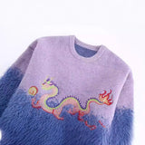 New Spring Design Texture Splicing Embroidery Loose Sweater 2893405-Outfit