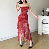Fongt 2024 New Women's New Chinese Irregular Strapless Dress-Outfit