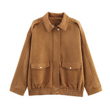 Fongt Explosion Women's Retro Makes Old Fashion Pilot Jacket Curry Coat