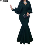 Sexy African Evening Maxi Dresses for Women Party Dress Dashiki Fishtail Gown Africa Clothes Plus Size Bodycon Christmas