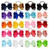Solid Grosgrain Ribbon Bows For Baby Girls Ponytail Holder Hair Bands Elastic Rope Handmade Headband Hair