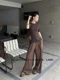 Fongt Xixi 2025 Autumn Black Standard Temperament High-Waisted Ribs Leisure Straight Legs Casual Pants Women 85249