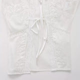 Summer Bow Embroidered Blouse Shirt 0881024-Outfit