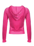 Velvet Zip Up Hoodie-Outfit