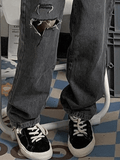Vintage Wash Frayed Ripped Jeans-Outfit