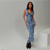 Fongt New Women's Fashion Retro Print Sexy Back Strap Slim Hip