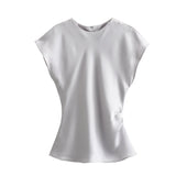 Spring Satin Texture Blouse 2451305 Knot Flute Skirt 2448305-Outfit