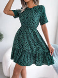 Fongt Wind Shooting New Leisure Wave Point In Spring And Summer To Close The Waist Lotus Leaf Side Of The Dress Women's Clothing