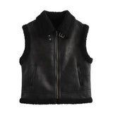 Fongt Women's Clothing 2025 Autumn And Winter New Fur One-Piece Velvet Splicing Vest Vest