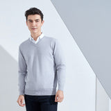 Fongt And Winter New Men's V Collar Loose Large Size Gentleman Sleeve Long Sleeve Sweater Middle-Aged Knit Chicken Heart Collar Bottom Shirt-Outfit
